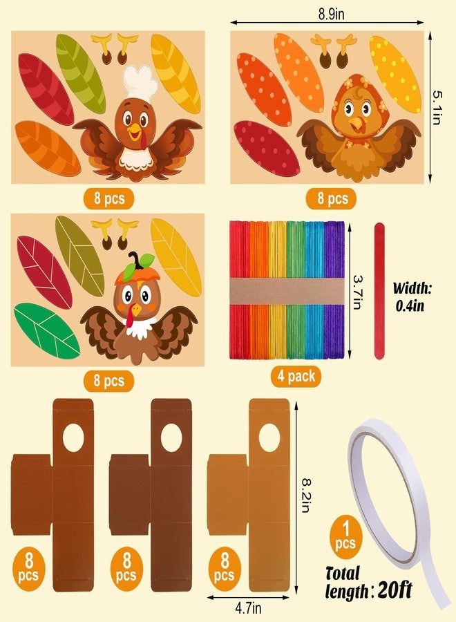 Wehhbtye 24 Set Thanksgiving Turkey Paper Jar Craft, Thankful Turkey DIY Boxes with Wooden Stick, Fall Gratitude Prayer Jar Crafts for Religious Party Supplies Handicraft Art Decoration - Image 2